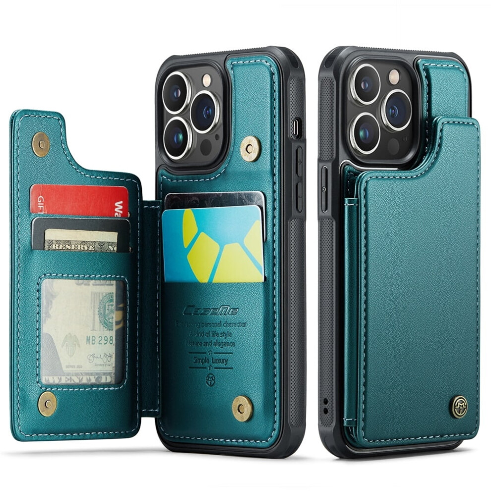 Caseme Leather Wallet Case For Compatible With Iphone 13 ProâRfid Blocking, Magnetic Clasp, Kickstand, Shockproof, Green 9558633071924