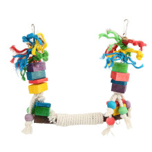 Parrot Chewing Toy With Rope Knots Safe To Chew Brightly Colored Eliminate Boredom Natural Wood Blocks For Medium And Large Birds