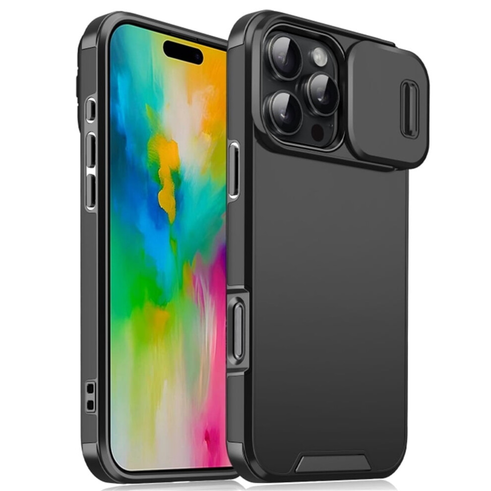 Heavy Duty Shockproof Case For Iphone 16 Pro 6.1", Compatible With Magsafe, Built-In Slide Camera Cover, Black 9558633072983