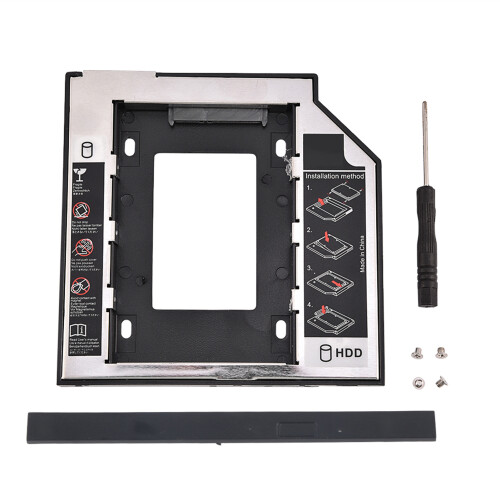 Adaptador para disco rígido com moldura universal, segunda baia para HDD, SSD e DVD, compatível com unidades SATA de 2,5 polegadas, substitui