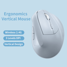 Draadloze 2.4G verticale muis met ergonomisch ontwerp, DPI-knop en zijtoetsen, plug-and-play, geschikt voor kantoorgebruik, compatibel met diverse