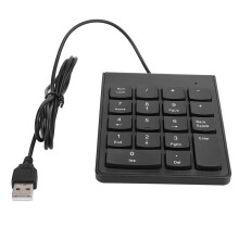 Méarchlár Uimhriúil 18 Eochair Sreangaithe USB Dearadh Dlúth Tacaíocht Claonta Bonn Frith-Shleamhnáin Eochracha Tadhaill Ciúine Comhoiriúnach