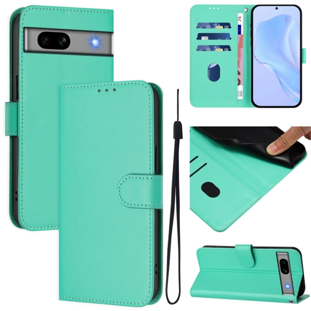 Wallet Case Compatible With Google Pixel 7A Â Pu Leather Magnetic Flip Folio, 3-Card Slot & Wrist Strap, Green 9558633072501
