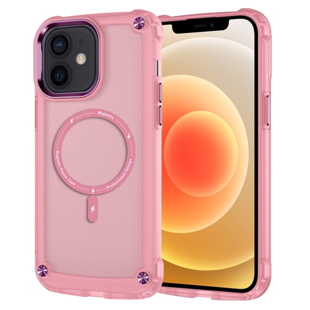 Magsafe-Compatible Shockproof Slim Translucent Case For Iphone 12/12 Pro (6.1") Pink 9558633074741