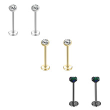 18G 20G Stainless Steel CZ Lip Studs Push in Ear Helix Labret Piercings Jewelry-0.8*7mm (6Pcs)