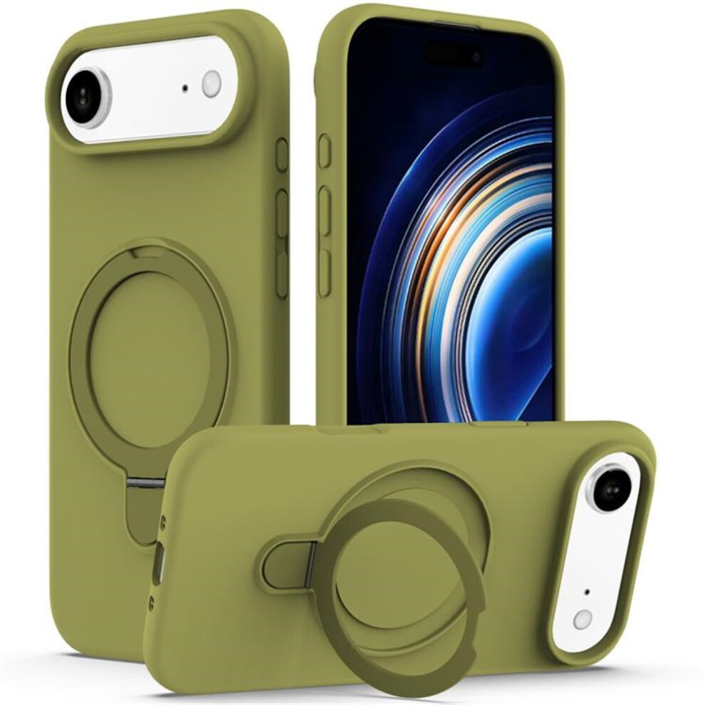 Magnetic Liquid Silicone Case For Iphone Air Â Magsafe Compatible, Ring Stand, Heavy-Duty Protection, Willow Green 9418476722035