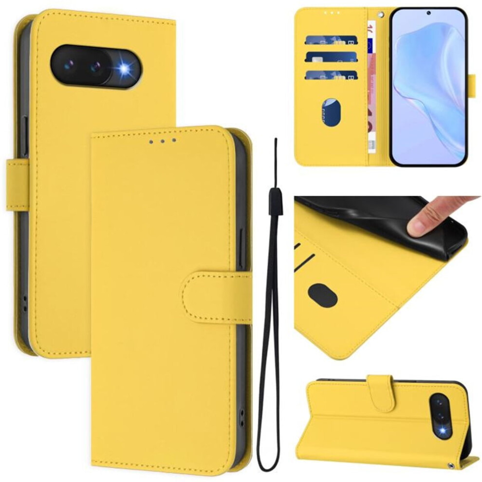 Wallet Case Compatible With Google Pixel 8A Â Pu Leather Magnetic Flip Folio, 3-Card Slot & Wrist Strap, Yellow 9558633074871