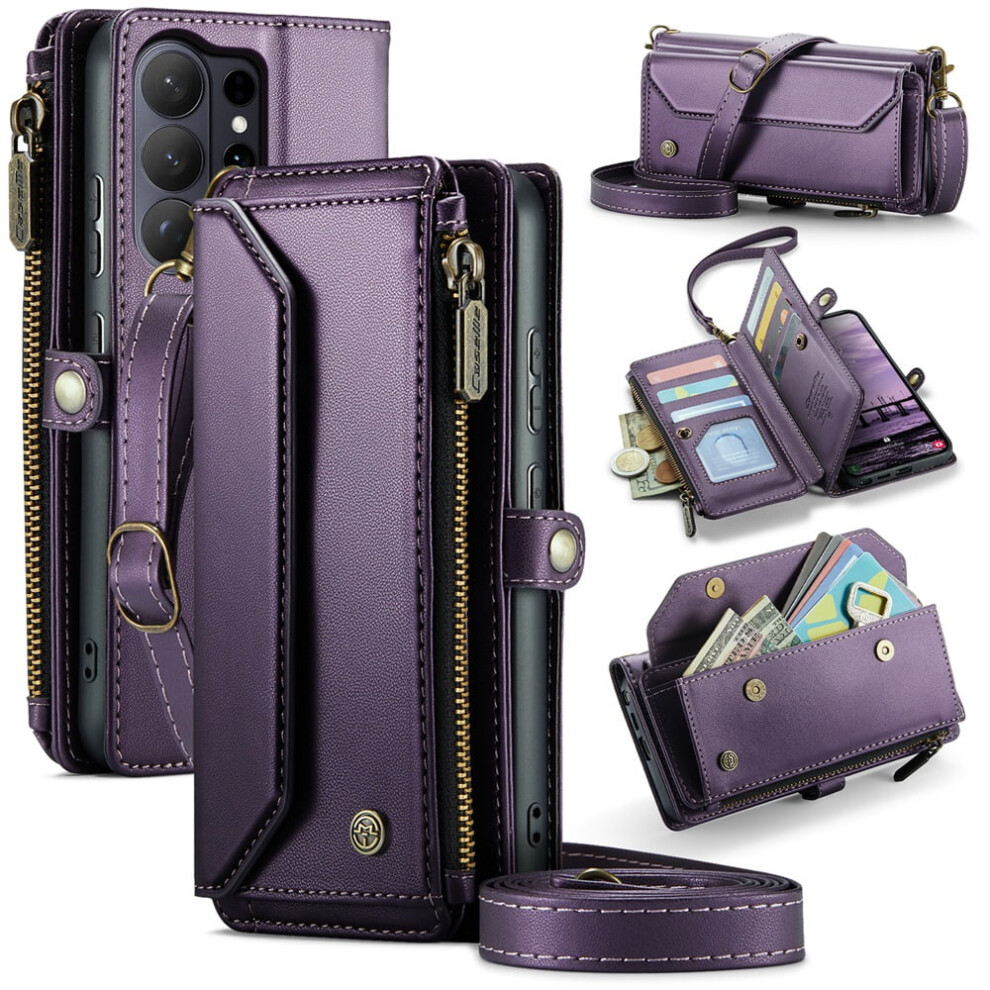 Caseme Leather Wallet Case For Compatible With Samsung Galaxy S26ultra Â Rfid Blocking, 10-Card Holder, Zipper Bills Slot, Magnetic Wrist Strap 9418476721878
