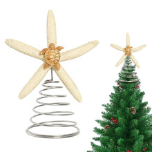 Natural Christmas Tree Topper, 8.7" Blue Chic Rustic Treetop Ornament for Indoor Holiday Decor – Compatible with Standard Trees