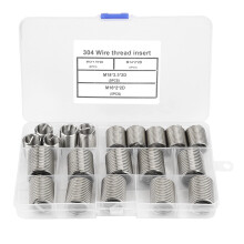 Kit de reparo de roscas com insertos de fio espiralado em aço inoxidável de alta resistência, reutilizáveis e resistentes à vibração, para