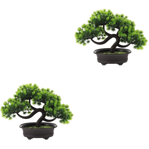 2St Groene Nepden Bonsai Plastic Decor Voor Binnenruimtes 1