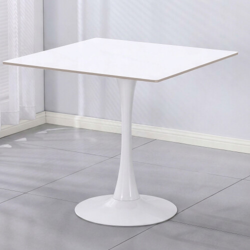 Charles Jacobs Charles Jacobs White Square Ceramic Dining Tabletop Metal Base Dinner Kitchen Table 2