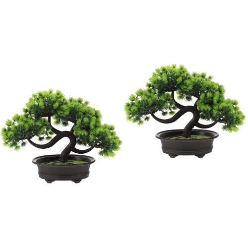 2St Groene Nepden Bonsai Plastic Decor Voor Binnenruimtes 2