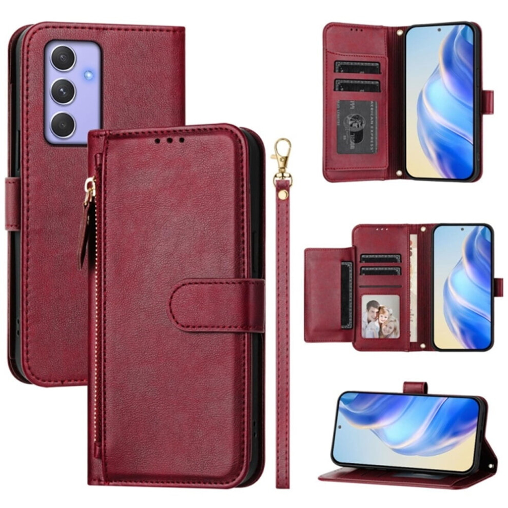 Leather Wallet Case For Samsung Galaxy A54 5G (6.4") Â Multi-Card Slots & Zipper, Compatible With Galaxy A54 5G Purple 9418476722769