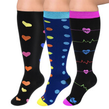 AIGIA 2XL 3XL 4XL Plus Size Compression Socks for Women & Men 15-20 mmhg Extra Wide Calf Knee High Support Socks for Circulation