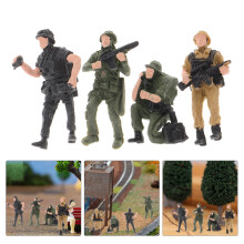 4pcs Mini Army Figures Plastic Tabletop Miniatures Multi Decoration for Garden Decoration Hobbyists