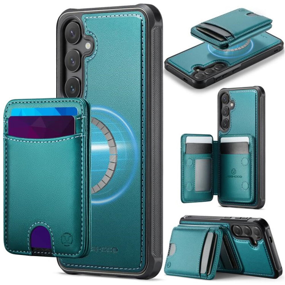 Jeehood Case For Samsung Galaxy A15 5G/4G Â Rfid Blocking, Pu Leather, Magsafe-Compatible 2-In-1 Wallet With Push Card Holder & Kickstand, Blue 9193271861515