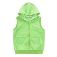 Kids Sleeveless Slim Fit Hoodie Vest Solid Casual Zipper Sweat Jacket with Pockets  Green 7-8 Years