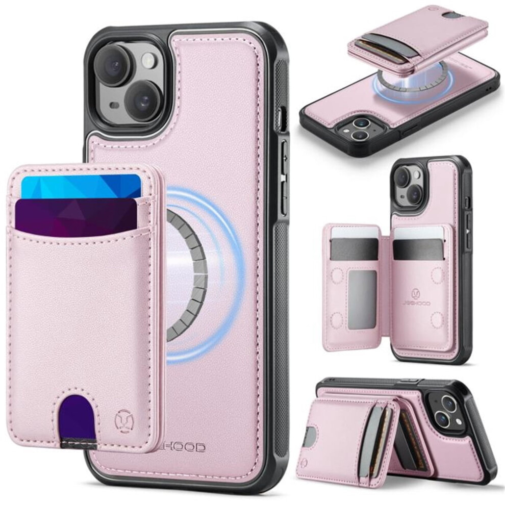 Jeehood Case For Iphone 14 PlusâRfid Blocking, Pu Leather, Magsafe-Compatible 2-In-1 Wallet With Card Holder & Kickstand, Pink 9485826663683