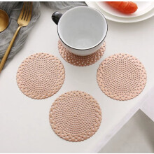4 pieces (mats only) one-size-fits-all solid color hollow insulated western place mats simple round coffee cup and saucer mat coaster