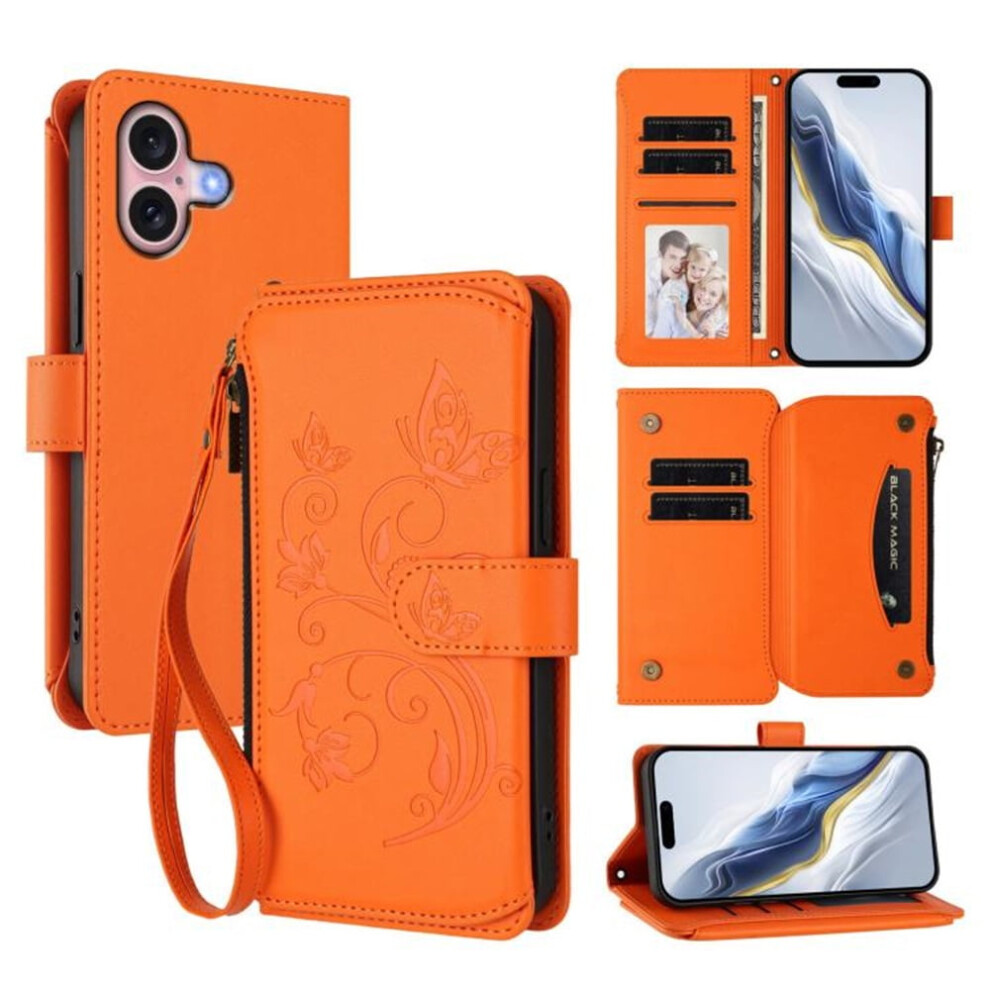 Magnetic Clasp Flip Stand Case For Iphone 16 Plus Orange 9152228972612