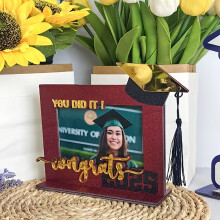 2026 Graduation & Back-to-School Wooden Photo Frame Desktop Ornament – Compatible with Standard 4x6 Photos