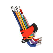 Key Set Color Coded Hand Tool Multiple Size Hexagonal Wrenches Corrosions Resistant Alloy Steel Space Saving