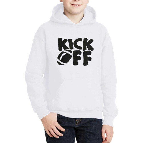Moletom infantil com capuz e letras de futebol, macio e quentinho. 1