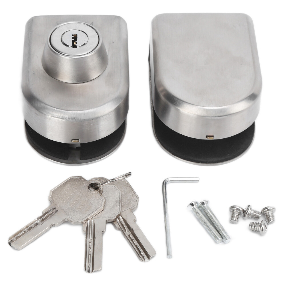 Double Swing Hinged Glass Door Lock Frameless Glass Door Lock Stainless Steel Construction Bolt Ground Lock Anti-Theft Design Rust Resistance Keyed 9049227043538