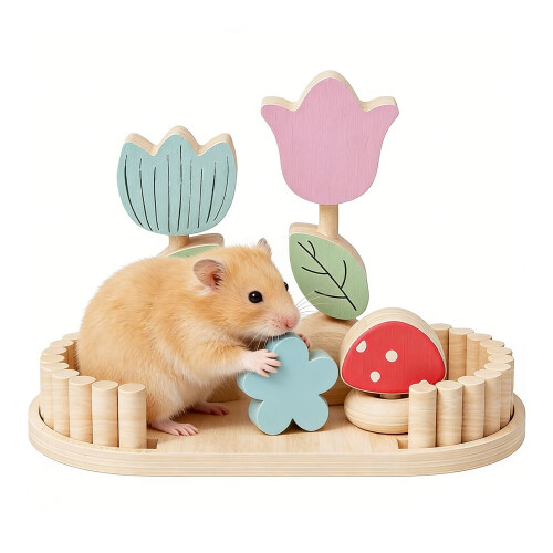 Wooden Bunny Chew Toy with 3 Teething Sticks