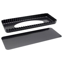 Molde rectangular para tarta con base desmontable, antiadherente, de 35,5 cm (14 pulgadas), ideal para quiches, tartas de queso y postres.