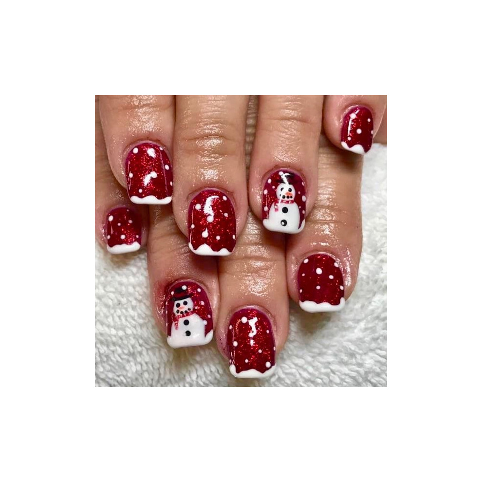 Christmas Press-on Nails Snowflake Design 24 Pcs