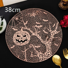 2pcs Halloween Pumpkin PVC Placemats – Hollow Design, Compatible with Western Restaurant & Home Use