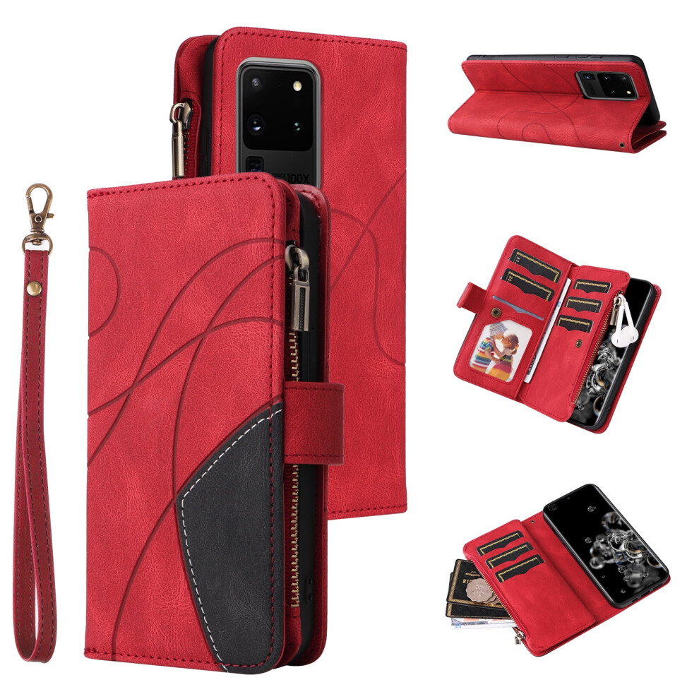 Pu Leather Folio Case For Samsung Galaxy S20 Ultra 5G Red 9170372586110