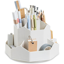 Pennenhouder voor op het bureau, 360 graden draaibare voet met 9 vakken, multifunctionele bureau-organizer voor kantoor en school.