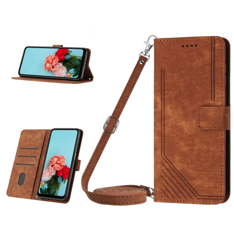 Leather Flip Case For Iphone 15 Pro: Card Holder, Magnetic Closure, Shockproof, Kickstand, Retractable Lanyard Â Brown 9418476723391