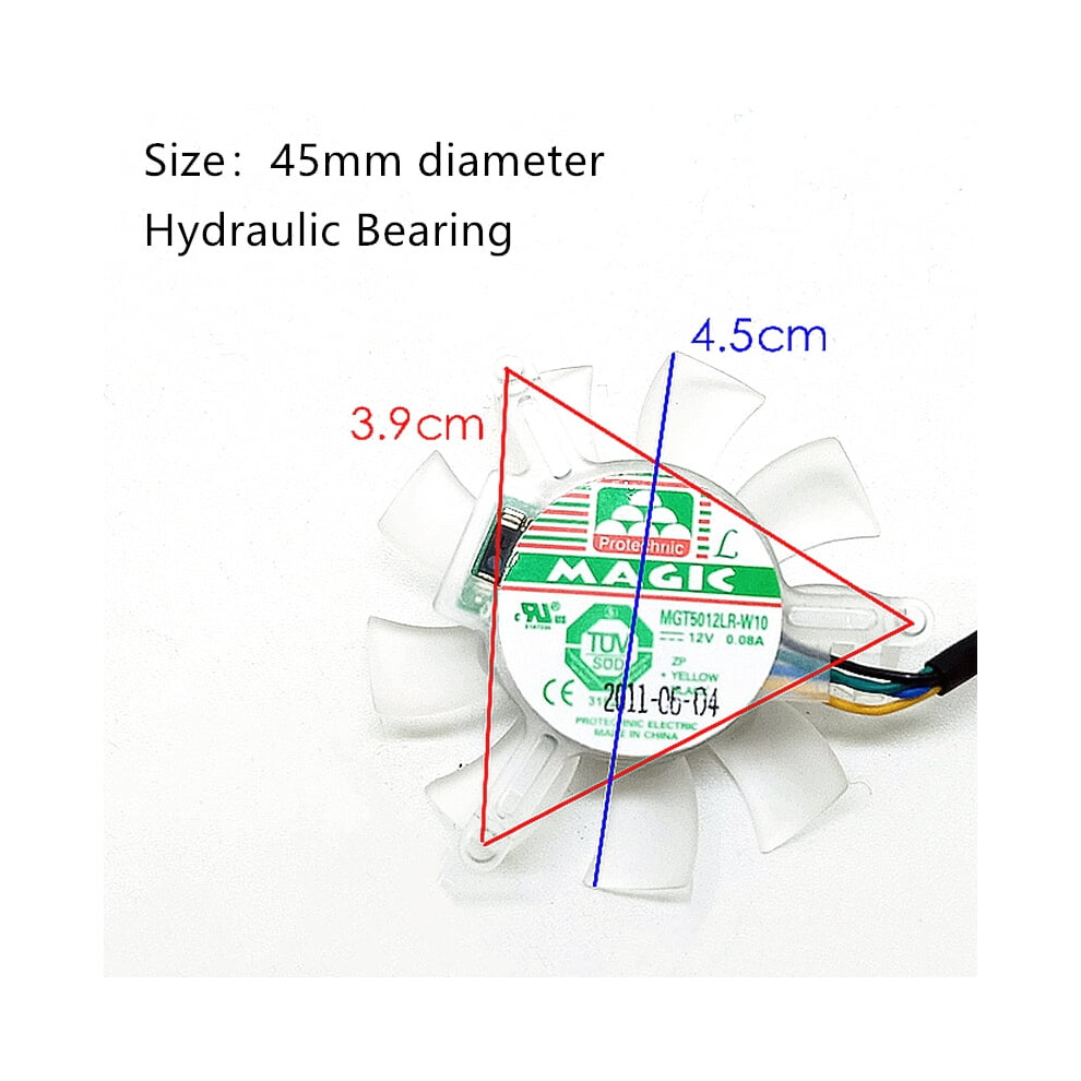 Mgt5012lr-W10 High Quality Ultra Quiet 5010 Graphics Card Fan Blade 45Mm Diameter Hole Pitch 39Mm 12V 0.08A Fan Blade 4Pin Pwm 9193271862680