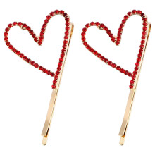 Fermagli per capelli in lega con strass per San Valentino, confezione da 2