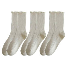 Stocaí Ruffle Cas-Cuff do Mhná, Stocaí Frilly Fionnuara Breathable le Ladhar Gan Uaim, Stocaí Lár-Fheadáin Stíleacha le Dearadh Imeall