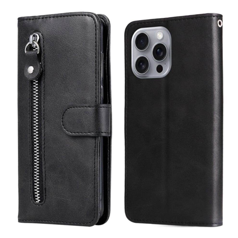 Iphone 16 Pro Wallet Case Leather 6.3 Inch Black 9152228970212
