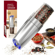 Electric Salt and Pepper Grinder, Automatic Salt and Pepper Grinder, Battery Operated, Adjustable Roughness, for Home Kitchen BBQ, White