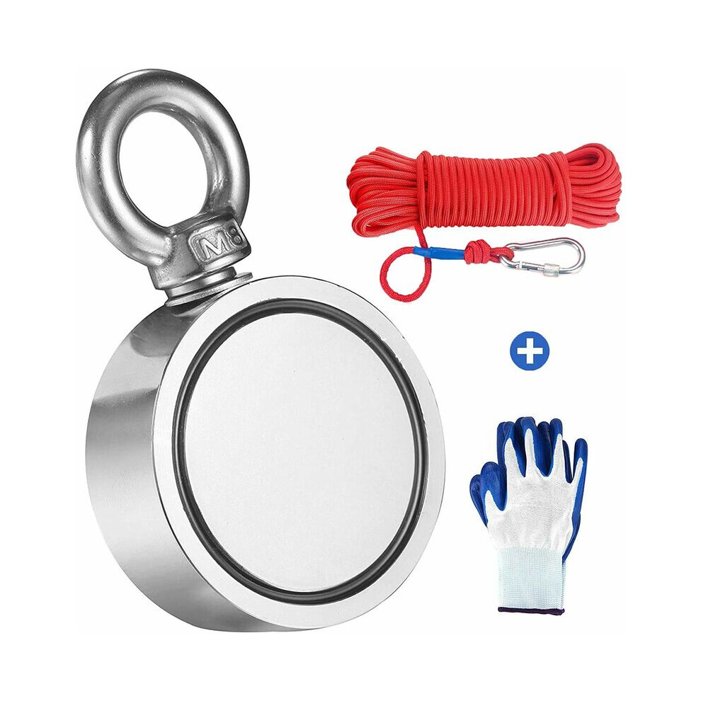 Fishing Magnet For Treasure Hunting, Portable And Convenient Strong Neodymium Permanent Fishing Magnets With300kg Pull Force, 20M Rope Kit Includes 9083649411834