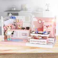 36-Piece Pink Dollhouse Playset with 4 Rooms & Movable Furniture - Kitchen, Bathroom, Living Room & Wardrobe for Imaginative Play Ages 3+ D