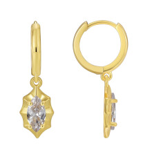 18K Gold Plated Exquisite Marquise Cubic Zirconia Drop Earrings – Sparkling Women's Teardrop Pendant Earrings