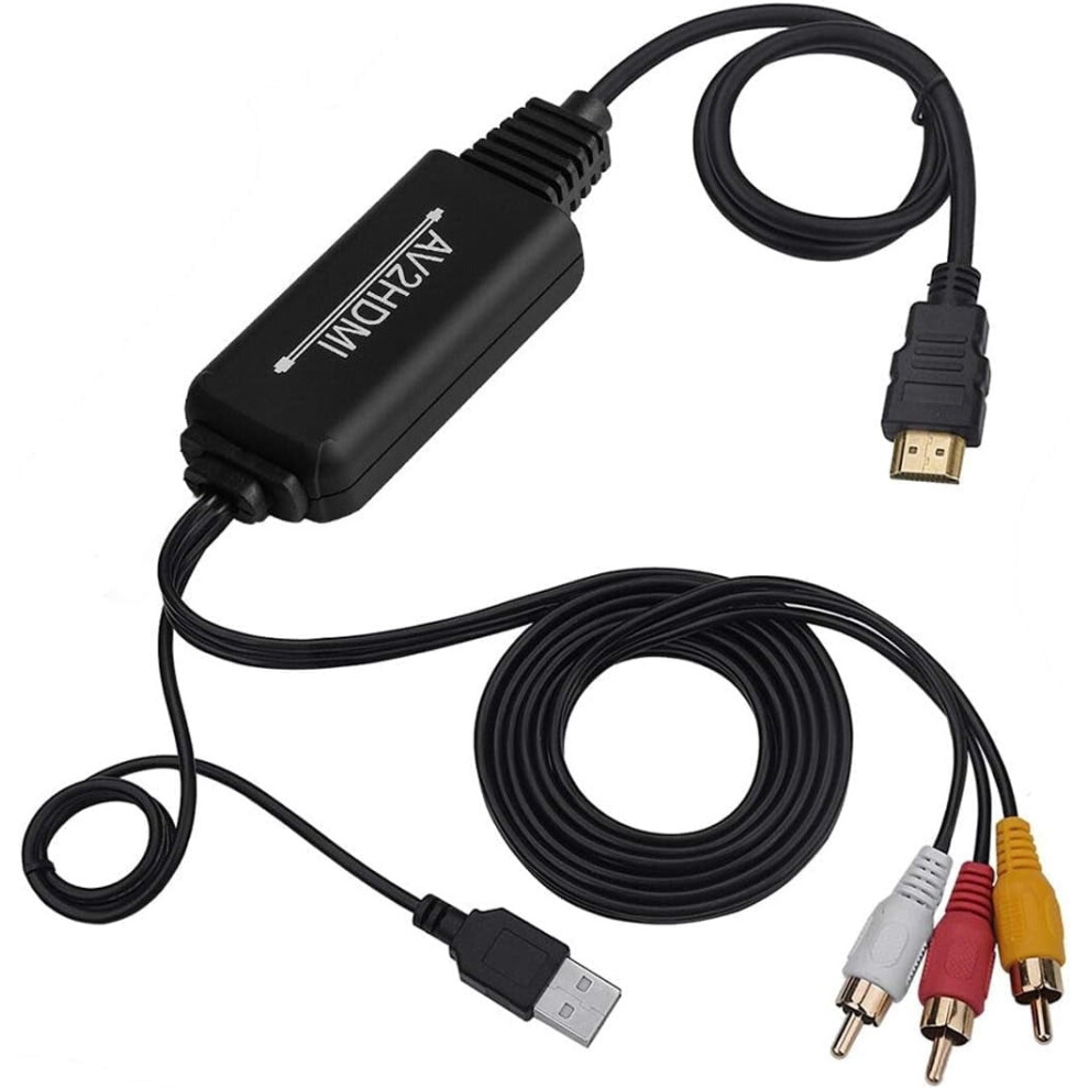 Rca To Hd Converter Cable – 3Rca Cvbs To 1080P Hd, Pal/Ntsc Compatible With Pc, Laptop, Xbox, Ps3/4, Tv, Stb, Vhs, Vcr, Dvd, Camera 9152228563599