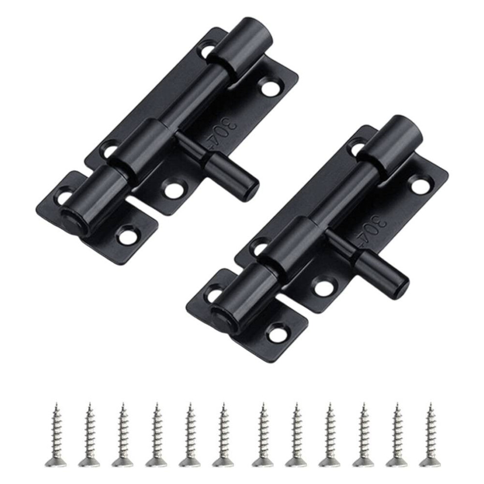 Stainless Steel Sliding Latch Lock With Screws 2 Pcs 9152228971622