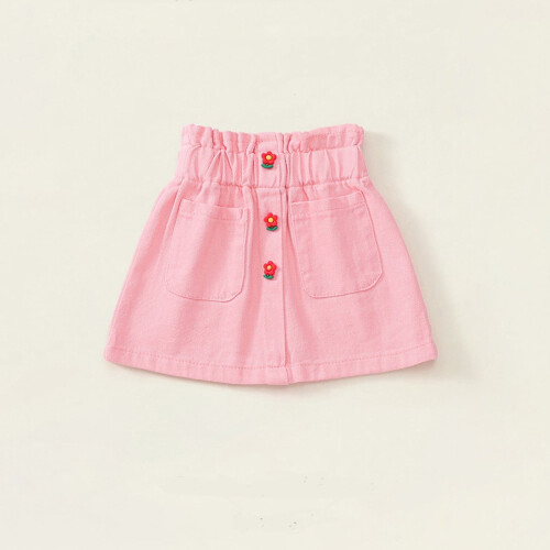 Søde denimskort med elastisk talje og lige ben til piger, lyserøde 4-5 år 1
