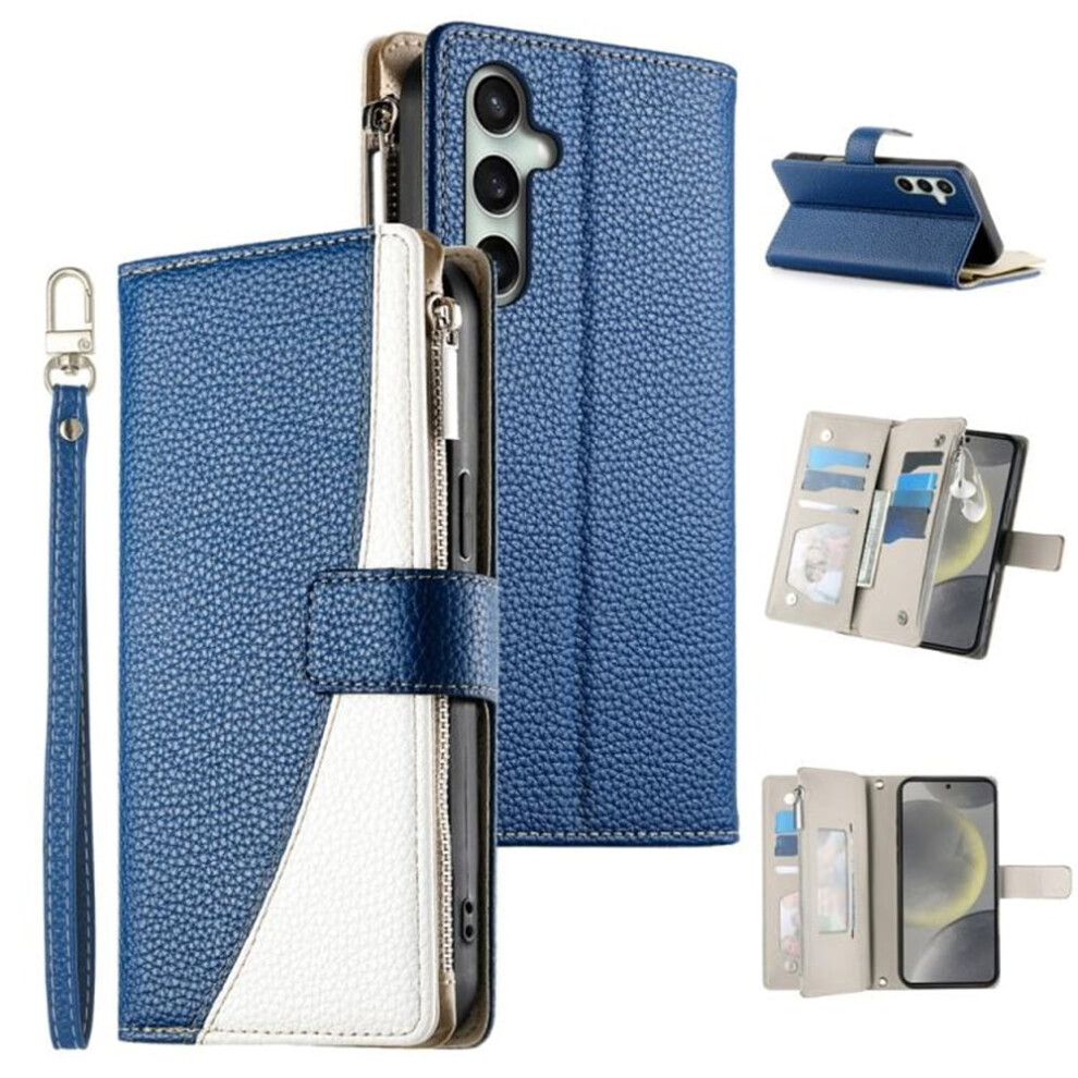 Compatible With Samsung Galaxy S25 Fe 5G 6.7" Pu Leather Flip Wallet Case Â Multi-Card Slots, Magnetic Closure, Hanging Rope, Dark Blue 9418476726767