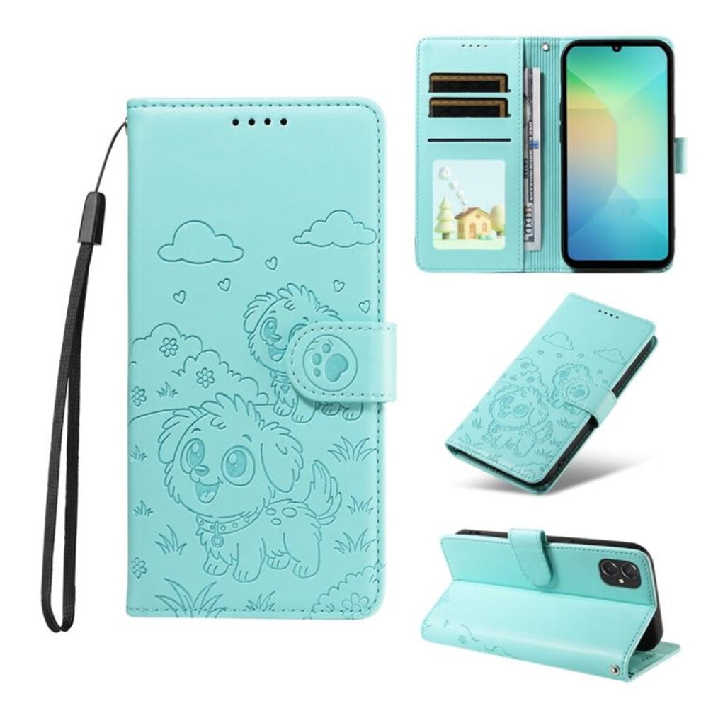 Compatible With Samsung Galaxy M06 5G Â Embossed Leather Flip Case With Rfid Wallet, Magnetic Clasp & Stand Green 9418476725746