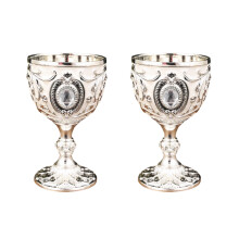 2Pcs 30ml Wine Glasses Vintage Medieval Goblet Drinking Glass Drinking Cup Communions Party Household Dining Gift